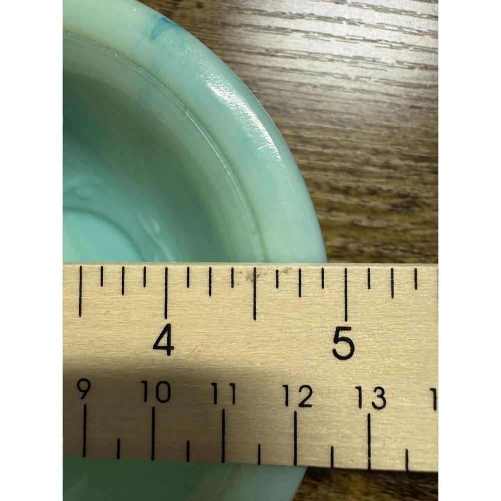 Vintage 70's Avon Aqua Milk Glass Vanity Bowl Floral Trinket Tray Jewelry Dish - Picture 12 of 14
